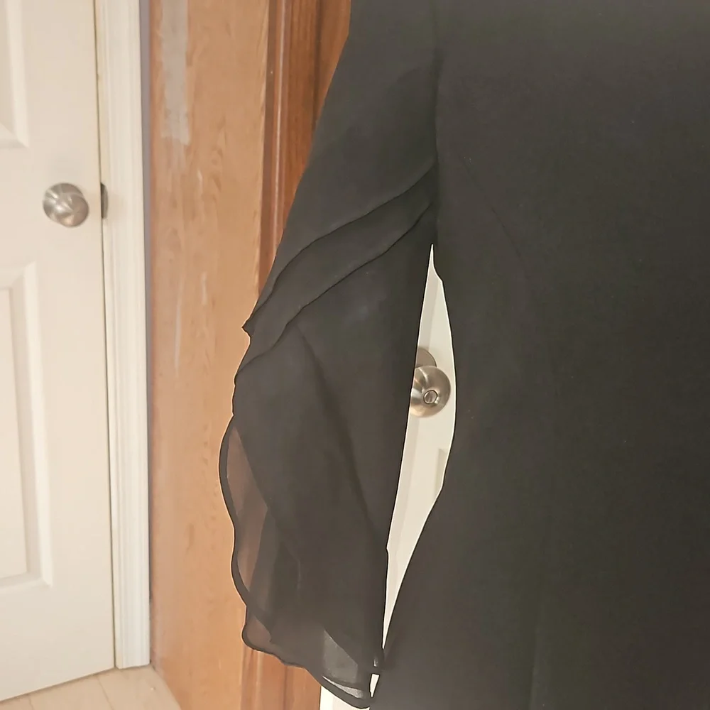 DKNY Women Chiffon Sheath Black Dress Size 2 - Picture 11 of 14
